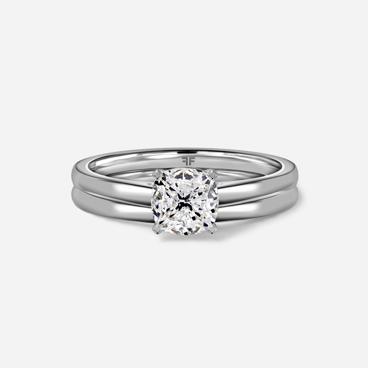 Avery Solitaire Plain Band Bridal Set