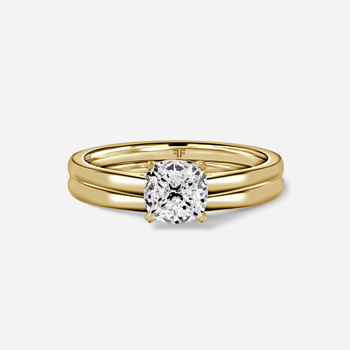 Avery Solitaire Plain Band Bridal Set