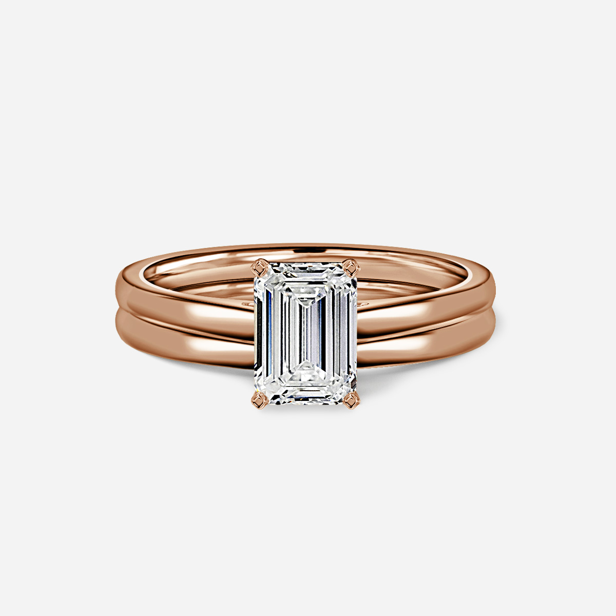 Avery Solitaire Plain Band Bridal Set