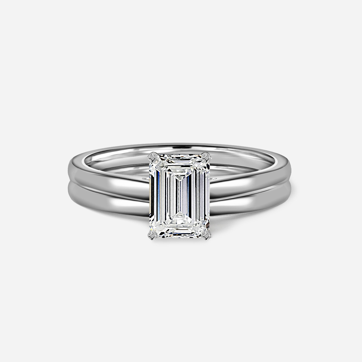 Avery Solitaire Plain Band Bridal Set