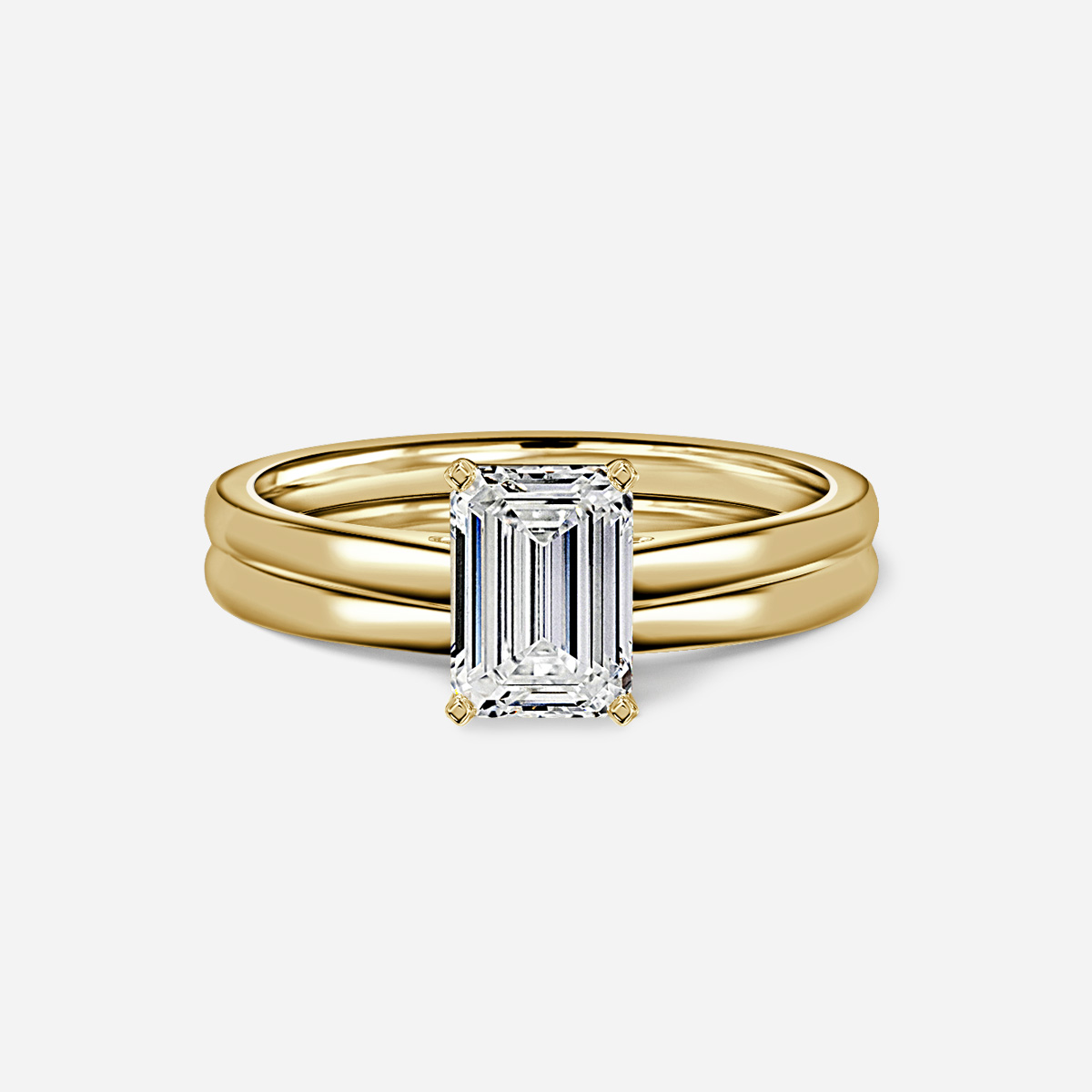 Avery Solitaire Plain Band Bridal Set