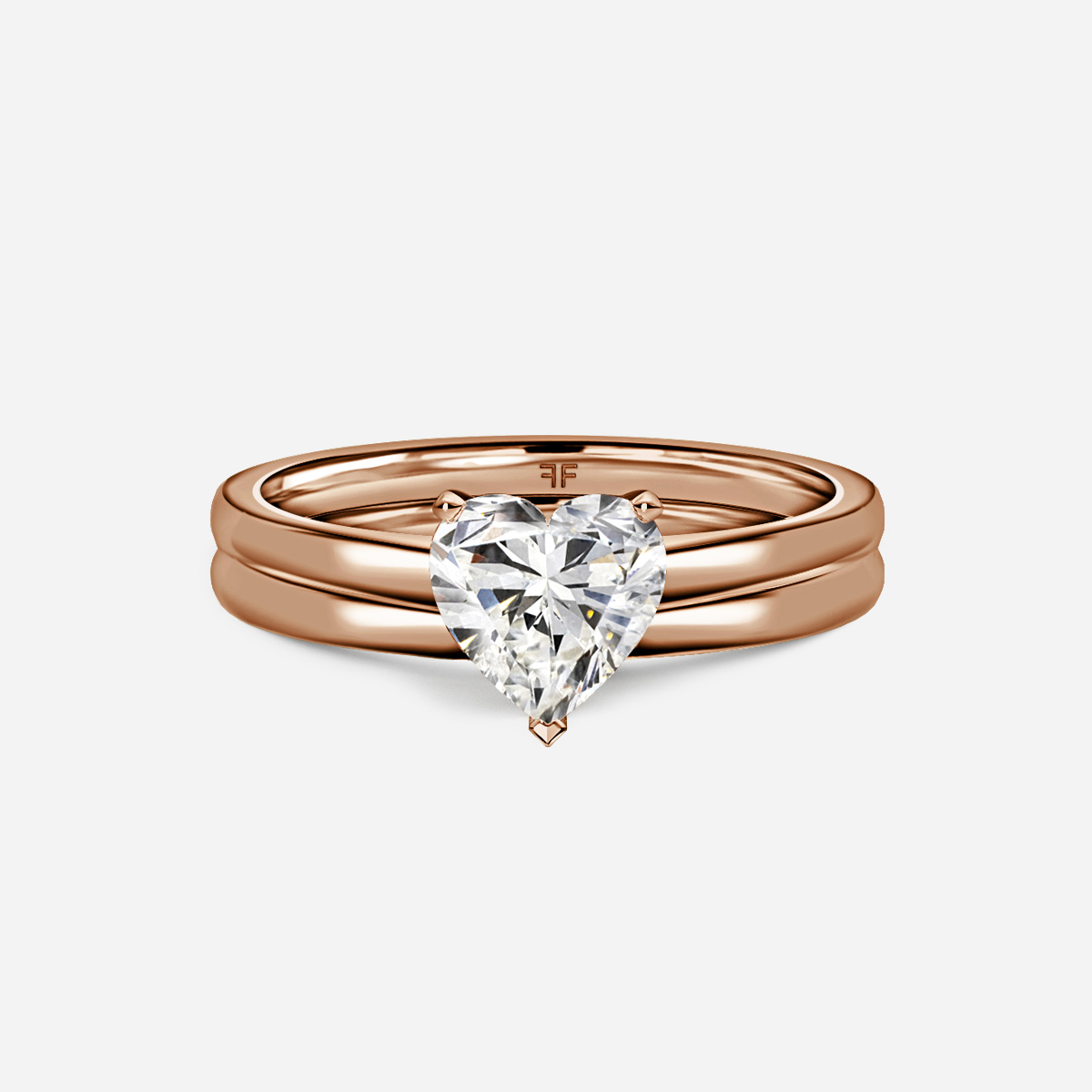 Avery Solitaire Plain Band Bridal Set