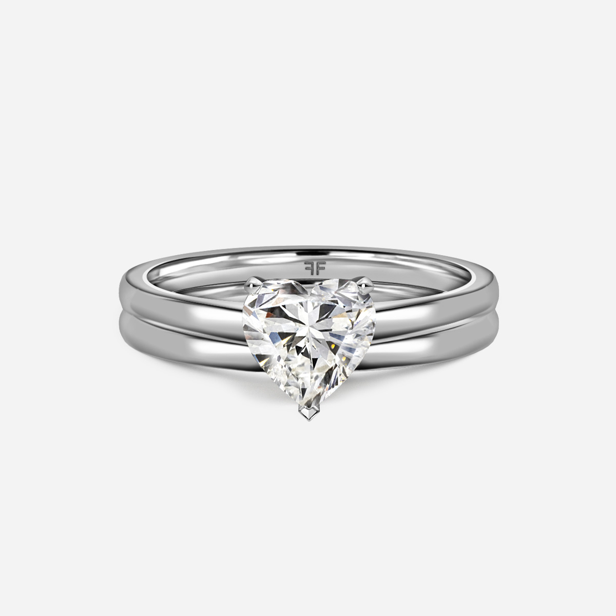 Avery Solitaire Plain Band Bridal Set