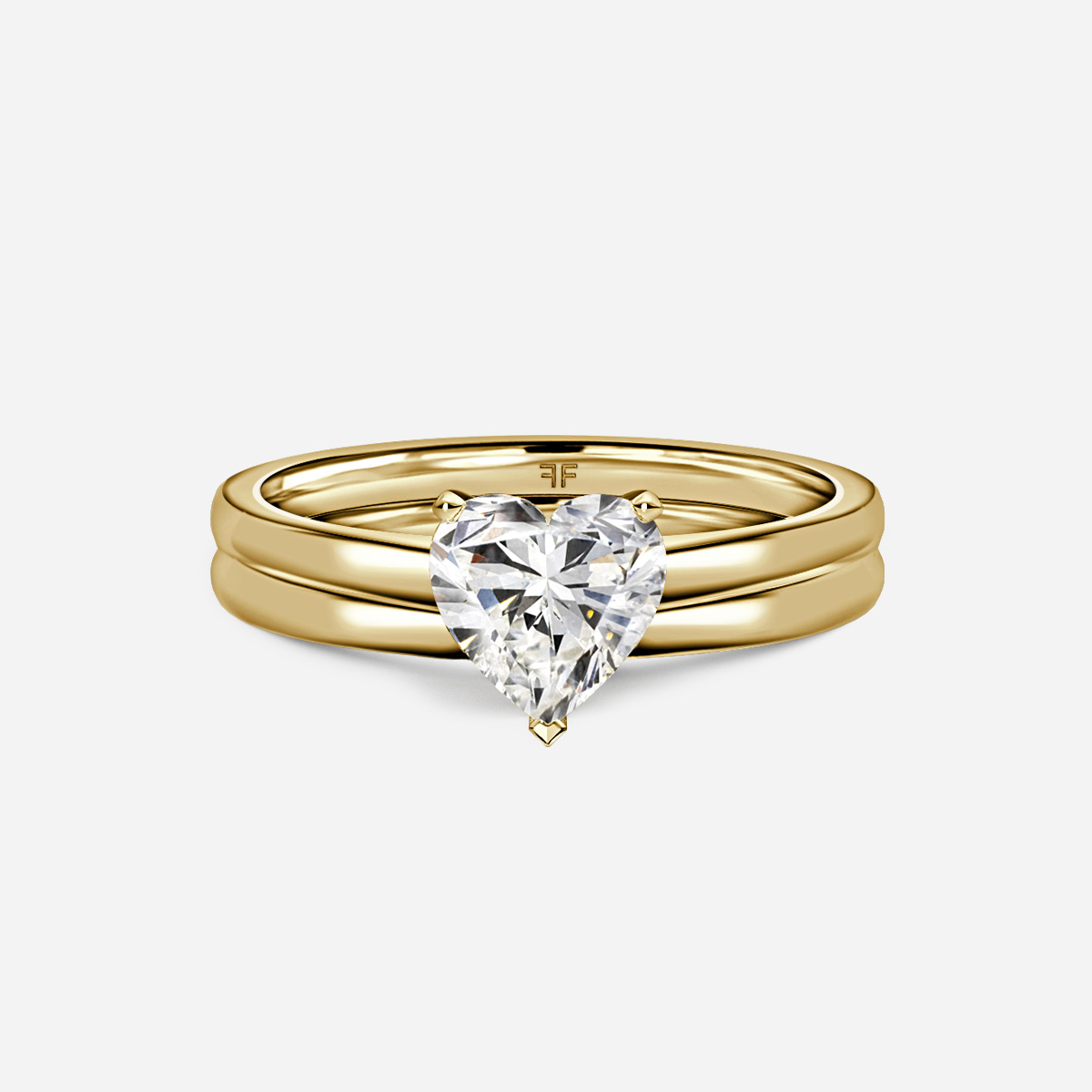 Avery Solitaire Plain Band Bridal Set