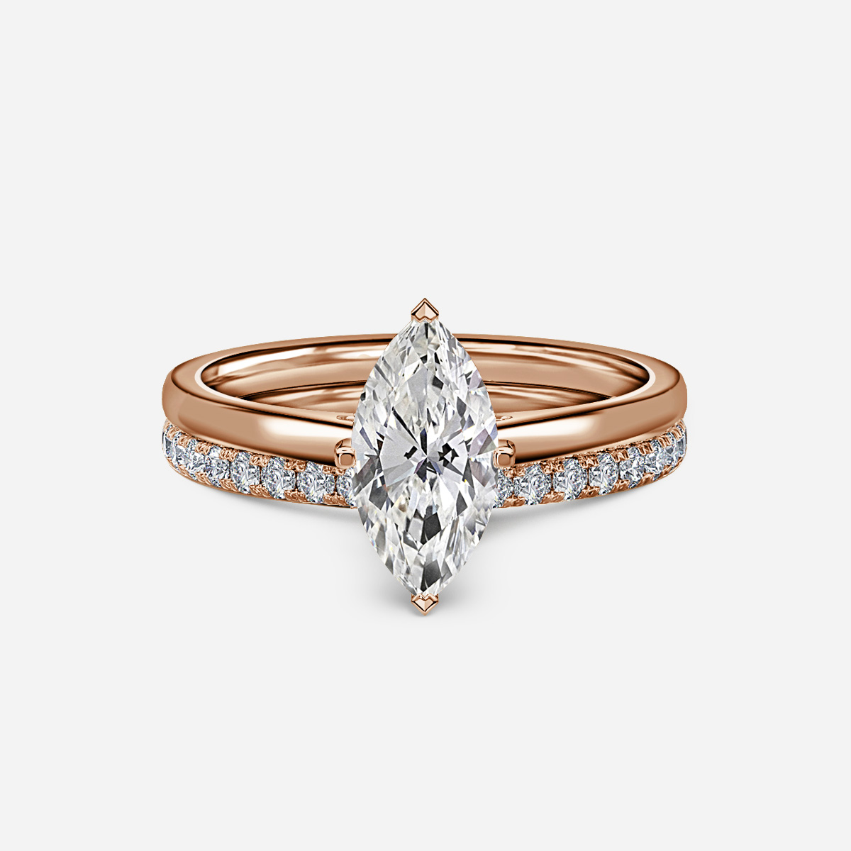 Avery Solitaire Pavé Band Bridal Set