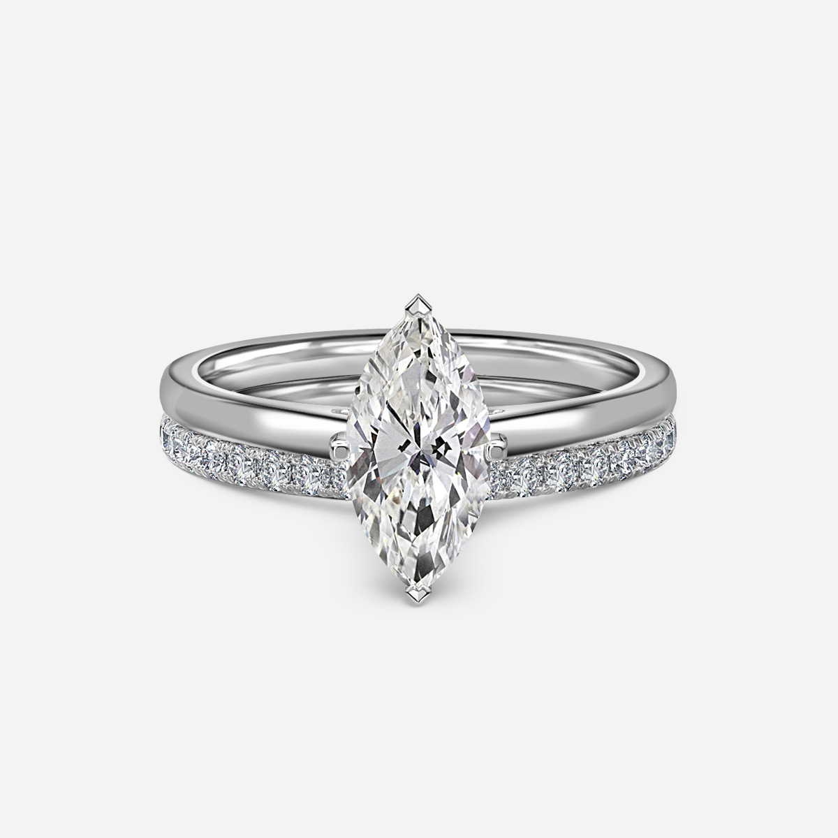 Avery Solitaire Pavé Band Bridal Set