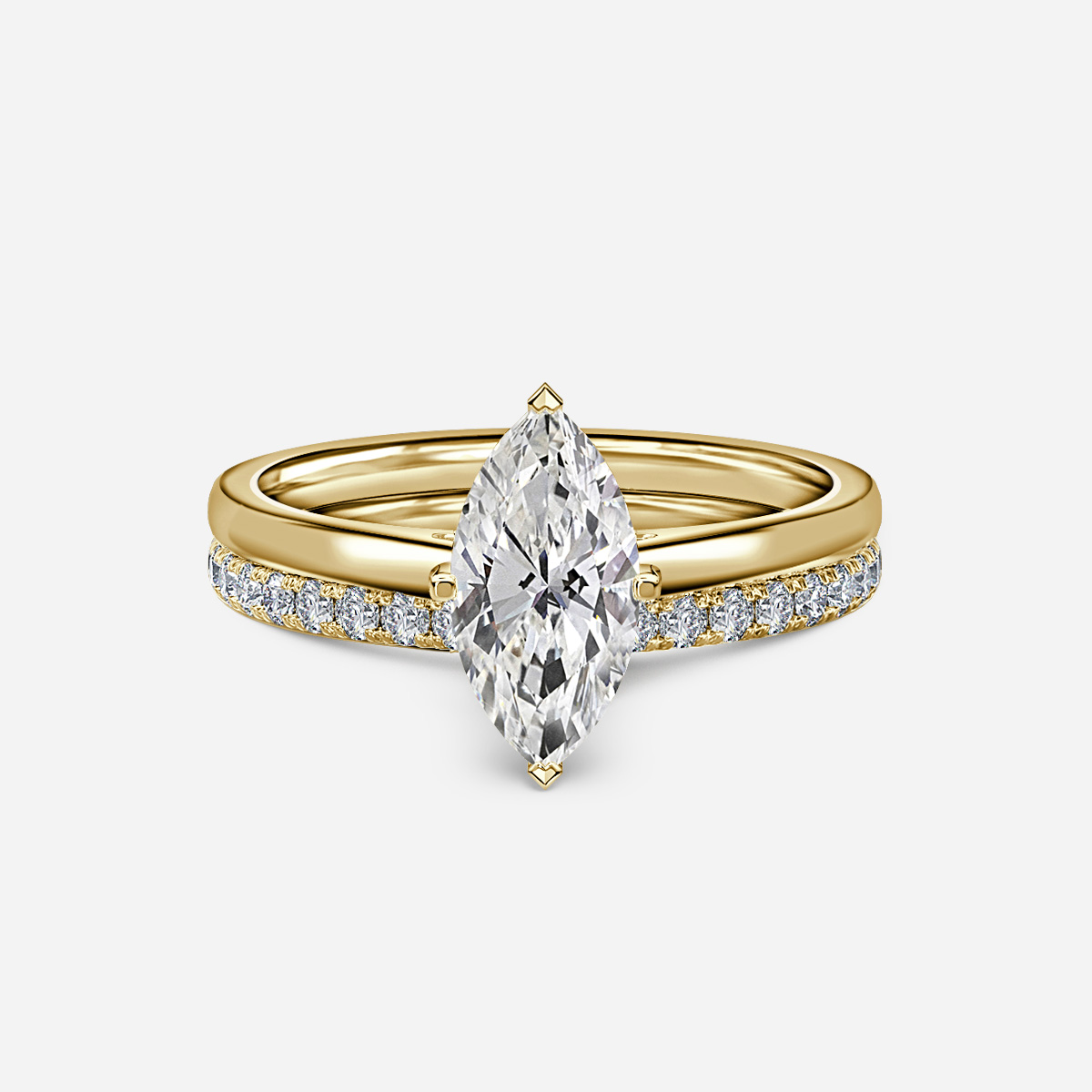 Avery Solitaire Pavé Band Bridal Set