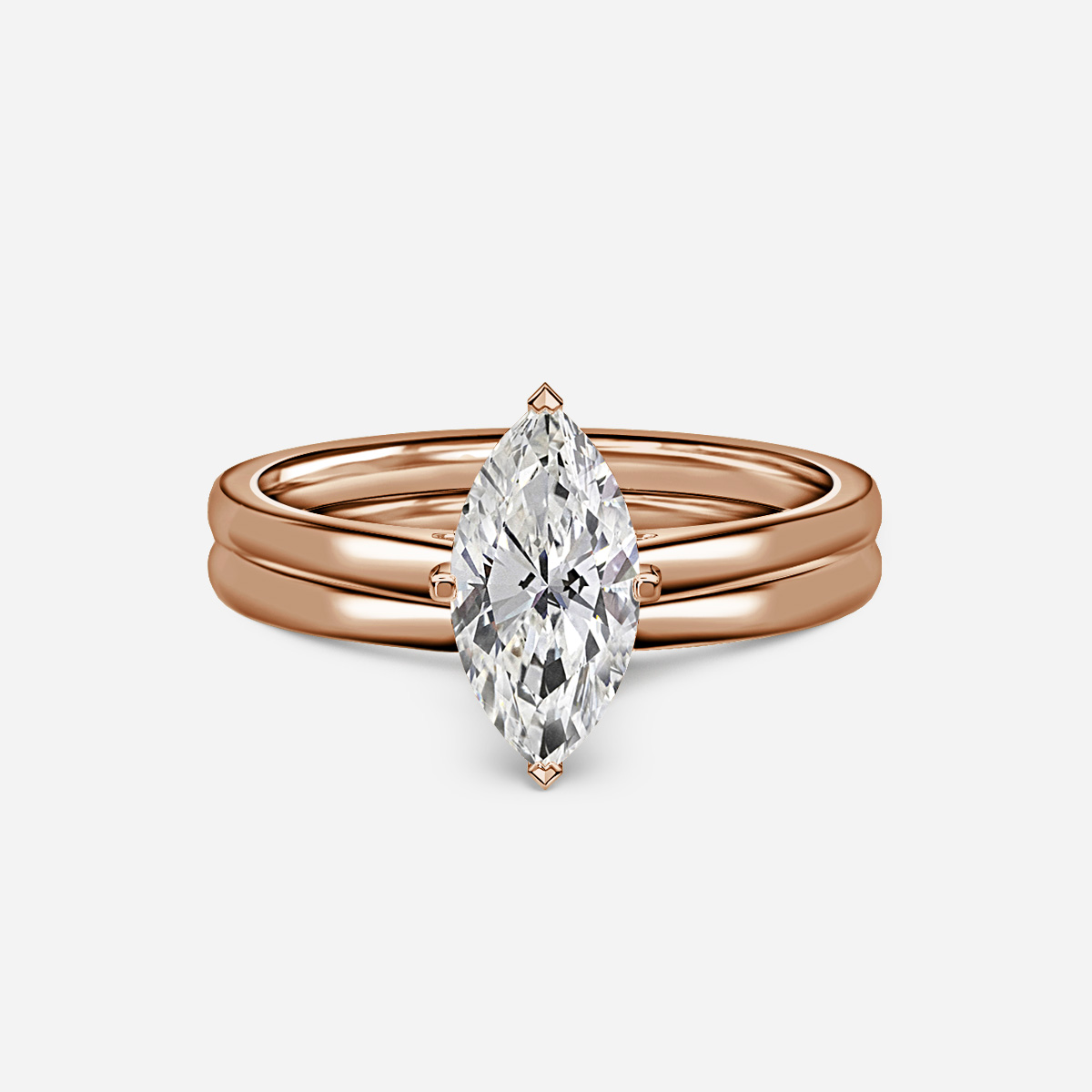 Avery Solitaire Plain Band Bridal Set