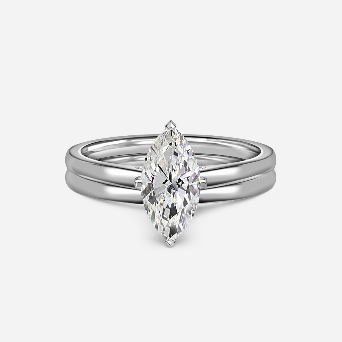 Avery Solitaire Plain Band Bridal Set