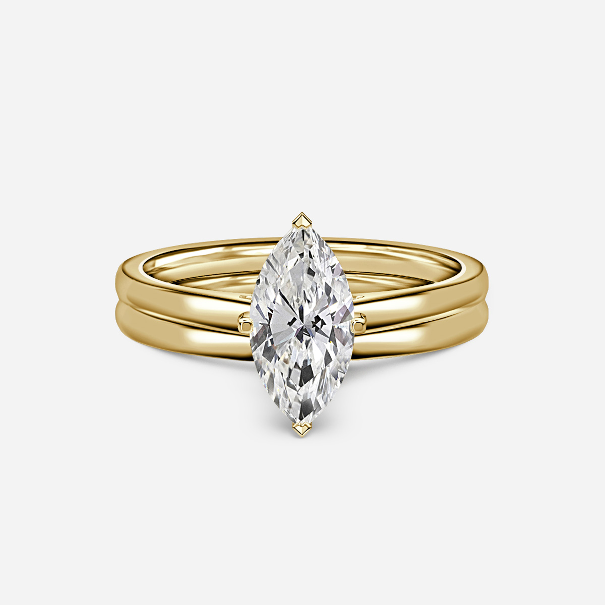 Avery Solitaire Plain Band Bridal Set