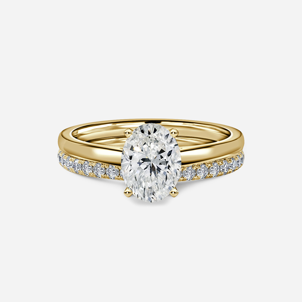 Avery Solitaire Pavé Band Bridal Set