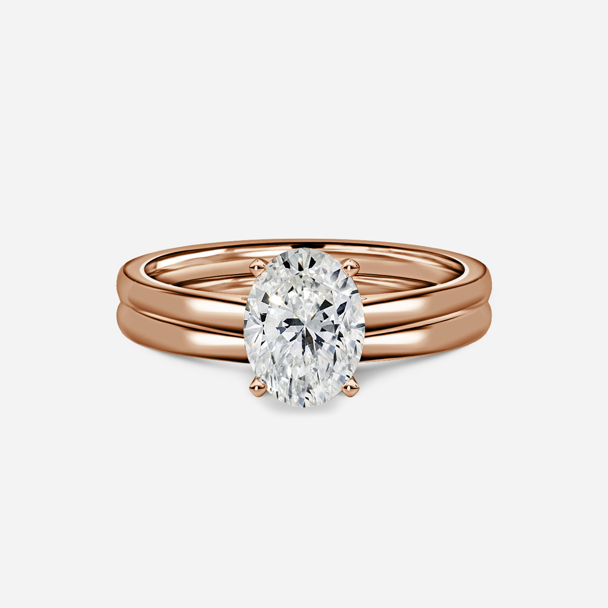 Avery Solitaire Plain Band Bridal Set