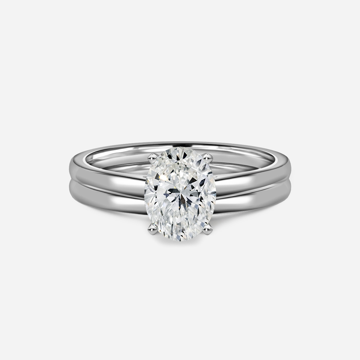 Avery Solitaire Plain Band Bridal Set