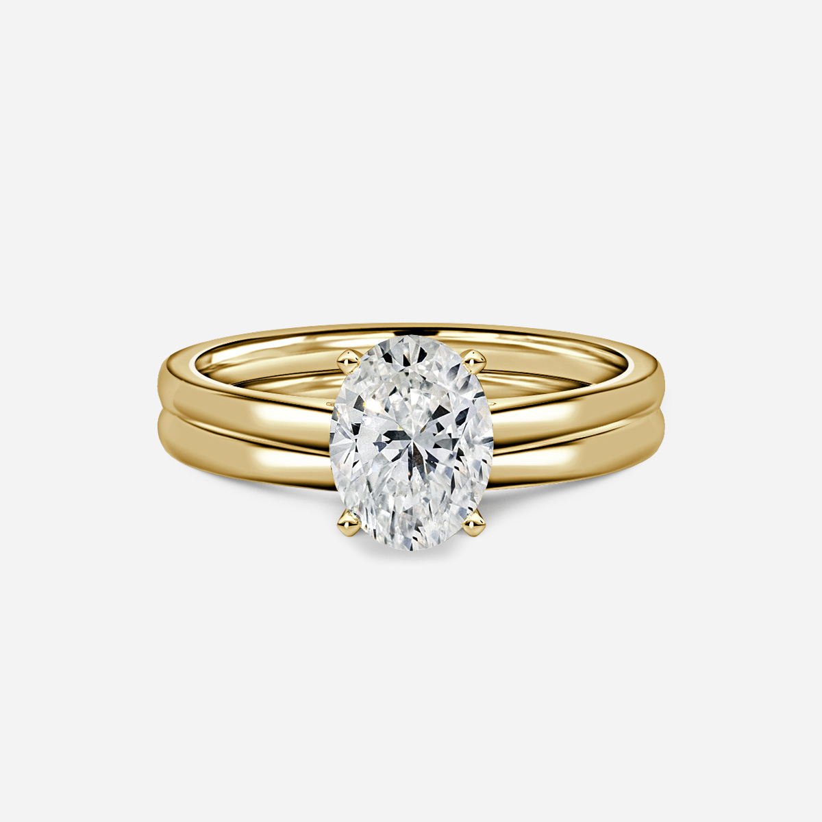 Avery Solitaire Plain Band Bridal Set
