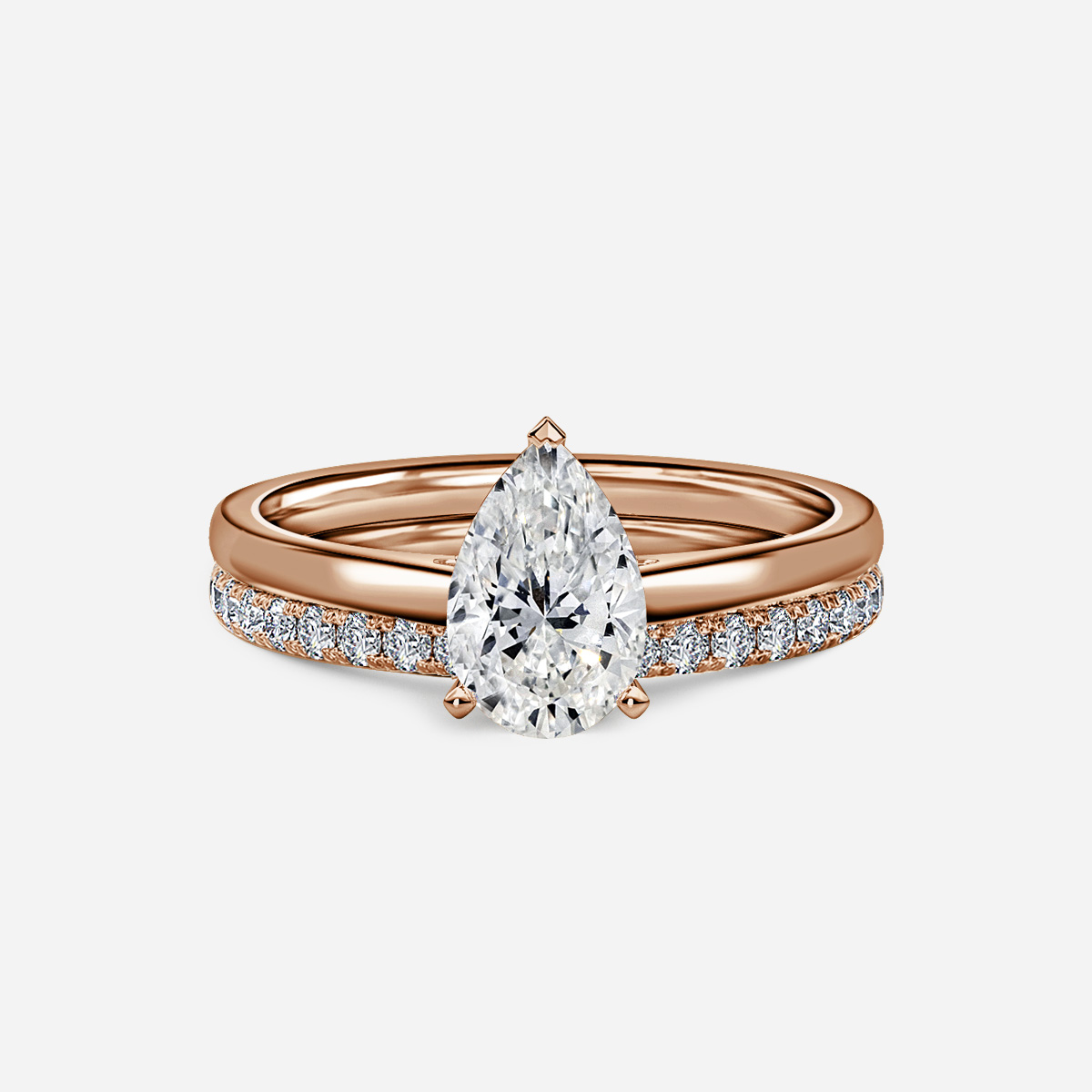 Avery Solitaire Pavé Band Bridal Set