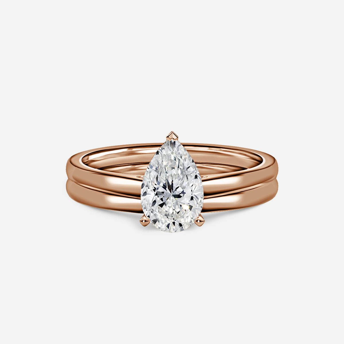 Avery Solitaire Plain Band Bridal Set
