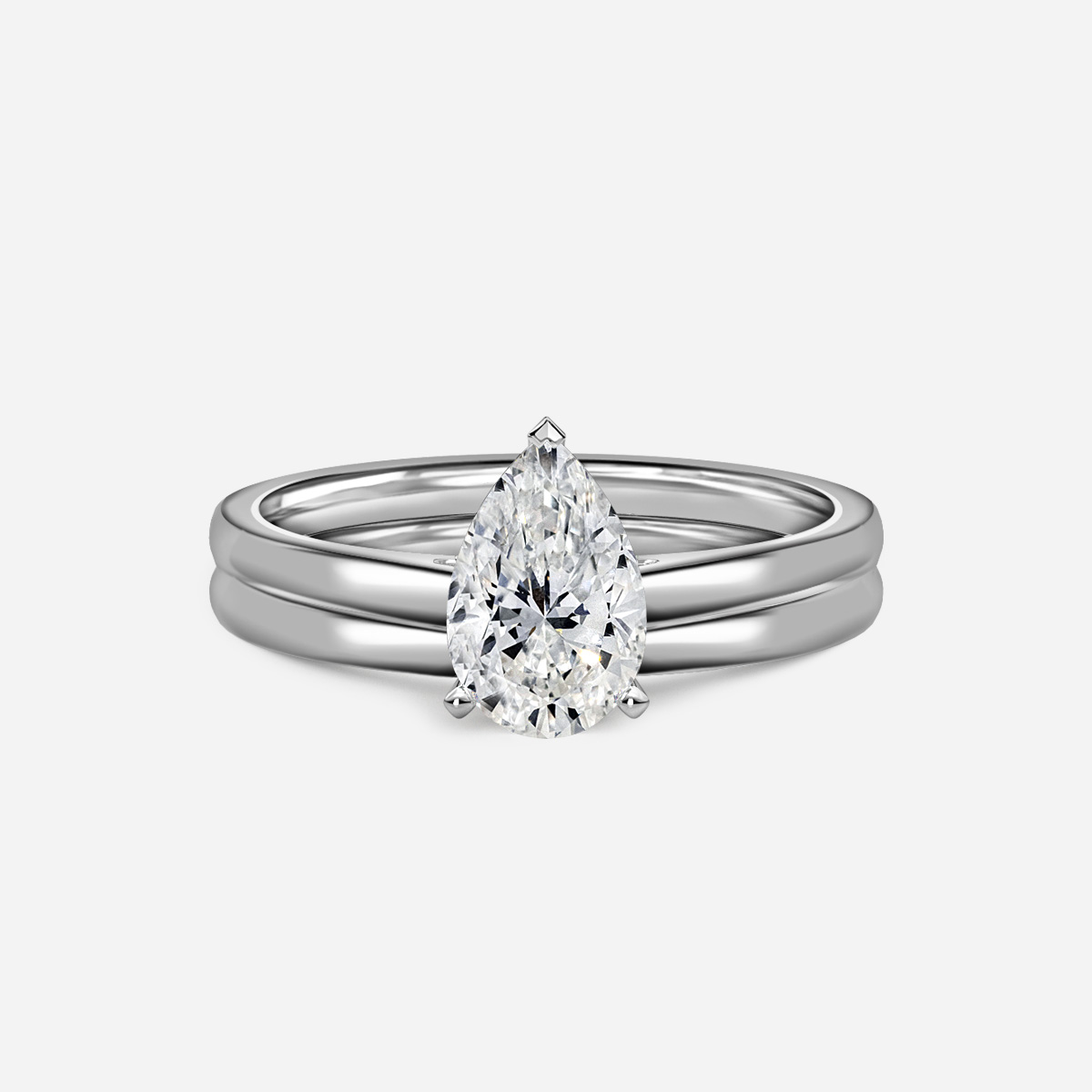 Avery Solitaire Plain Band Bridal Set