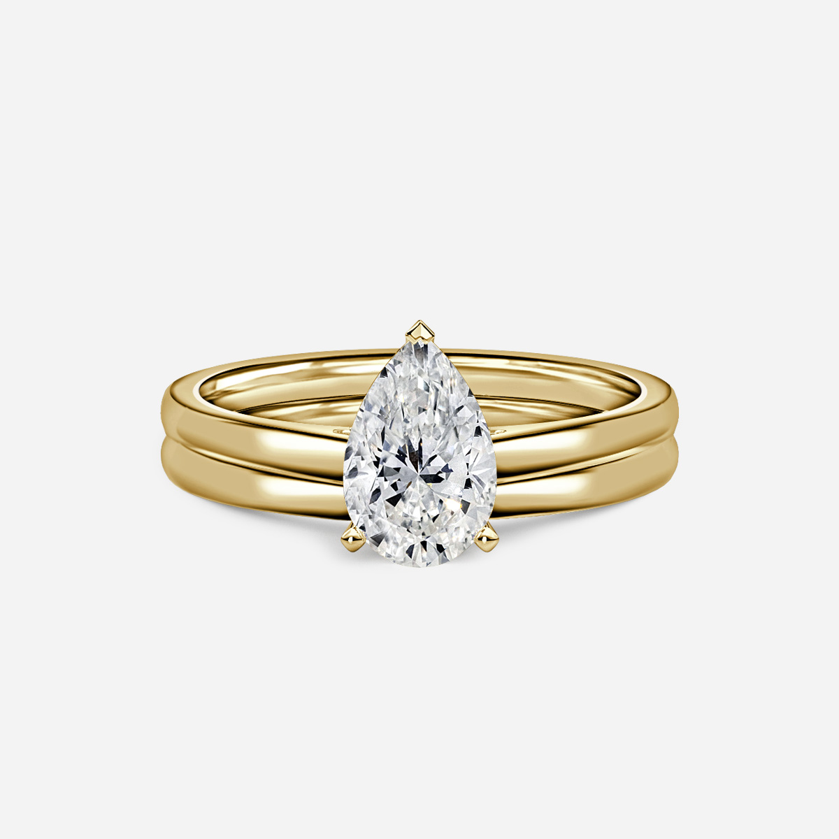 Avery Solitaire Plain Band Bridal Set