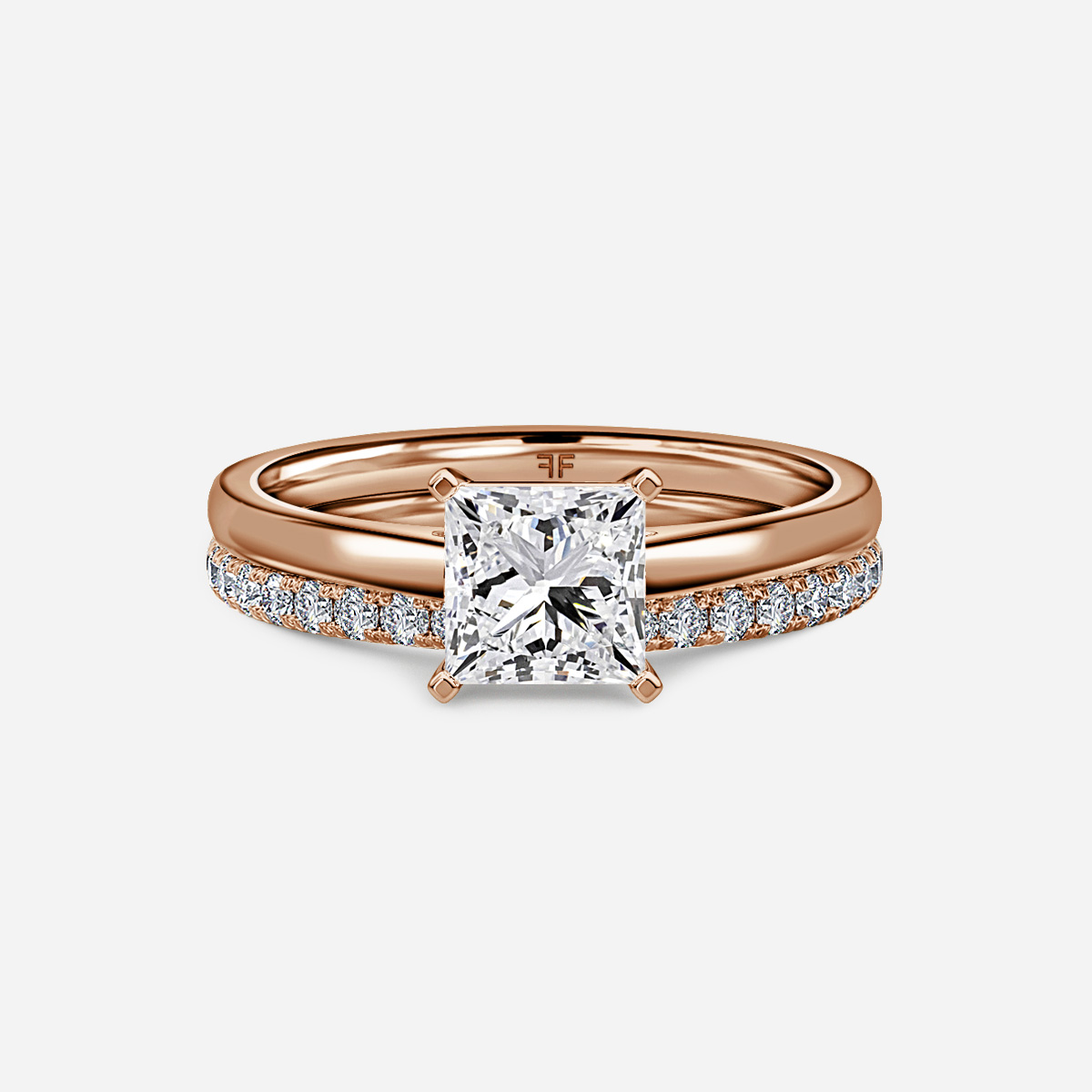 Avery Solitaire Pavé Band Bridal Set