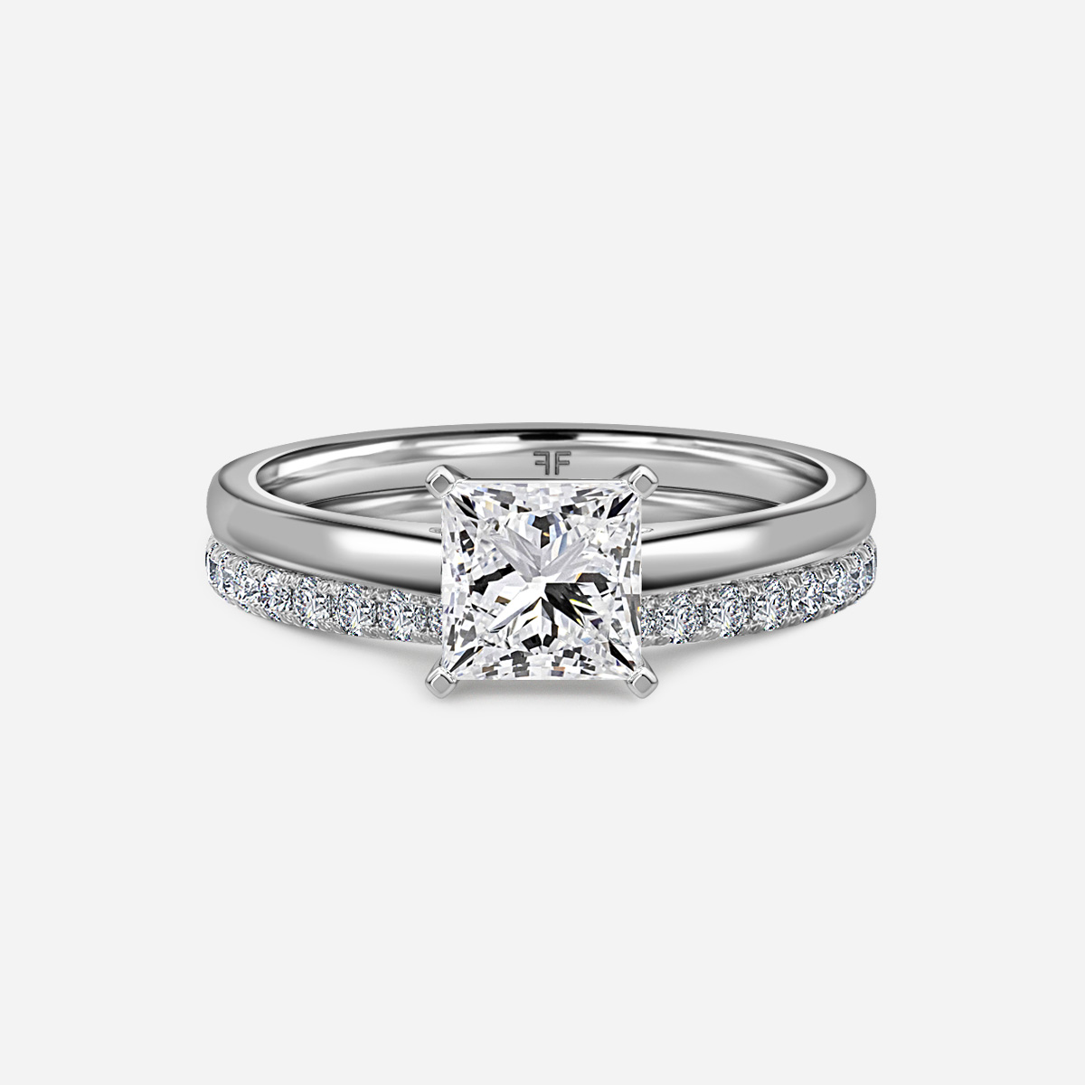 Avery Solitaire Pavé Band Bridal Set