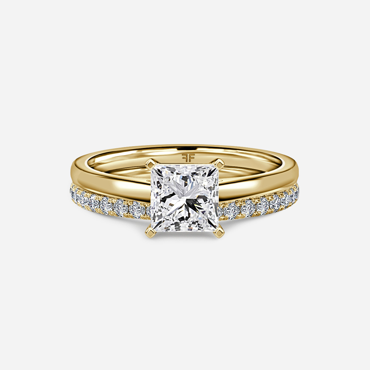 Avery Solitaire Pavé Band Bridal Set