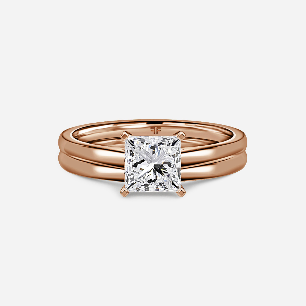 Avery Solitaire Plain Band Bridal Set
