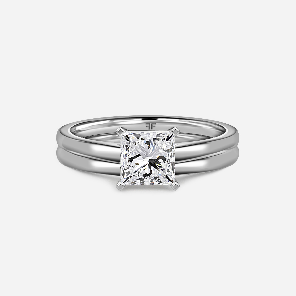 Avery Solitaire Plain Band Bridal Set