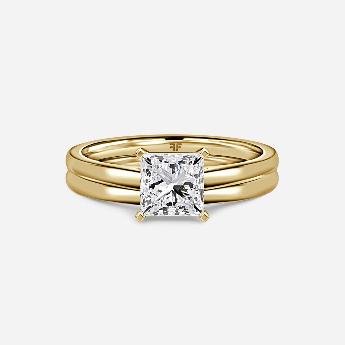 Avery Solitaire Plain Band Bridal Set
