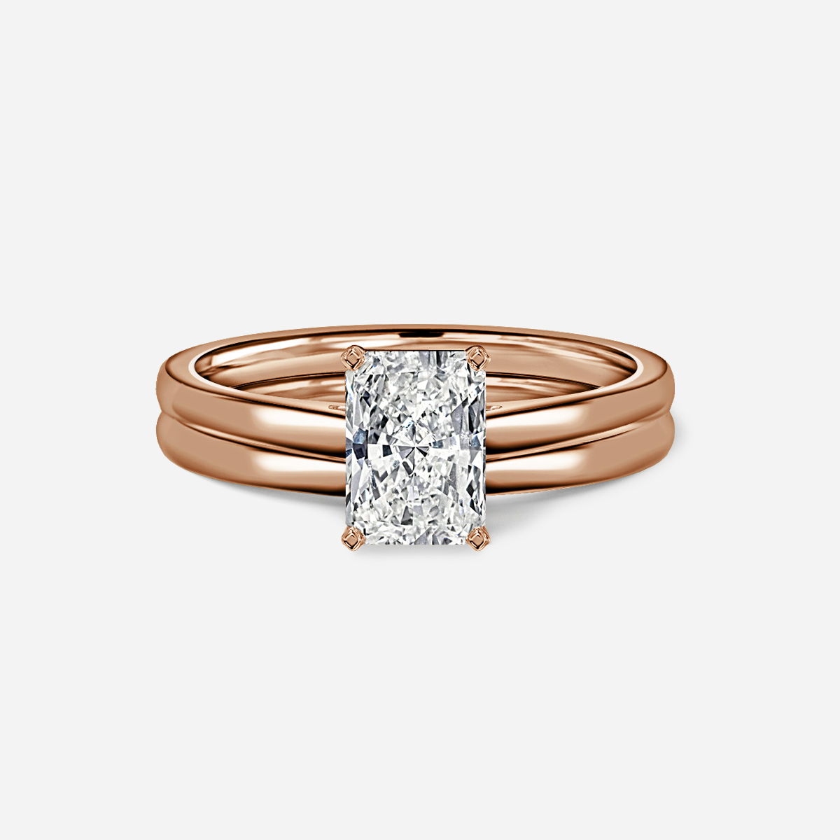 Avery Solitaire Plain Band Bridal Set