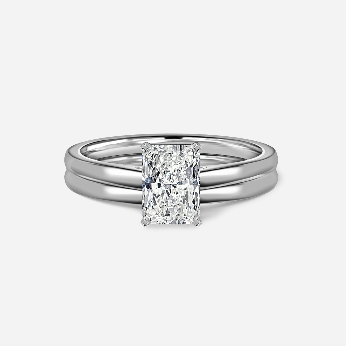 Avery Solitaire Plain Band Bridal Set