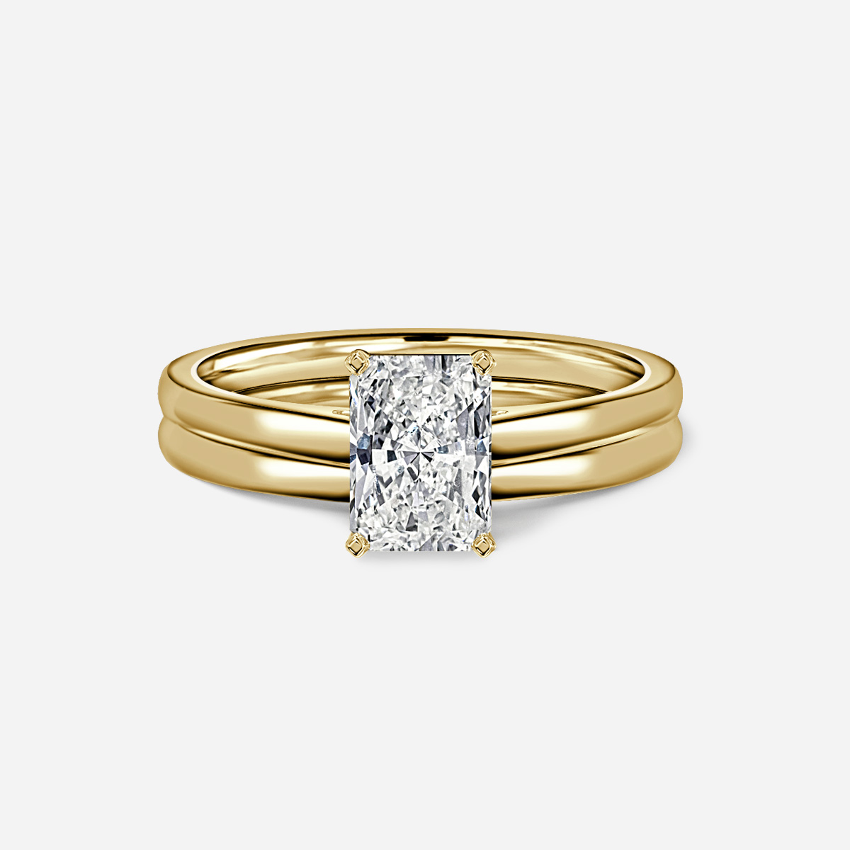 Avery Solitaire Plain Band Bridal Set