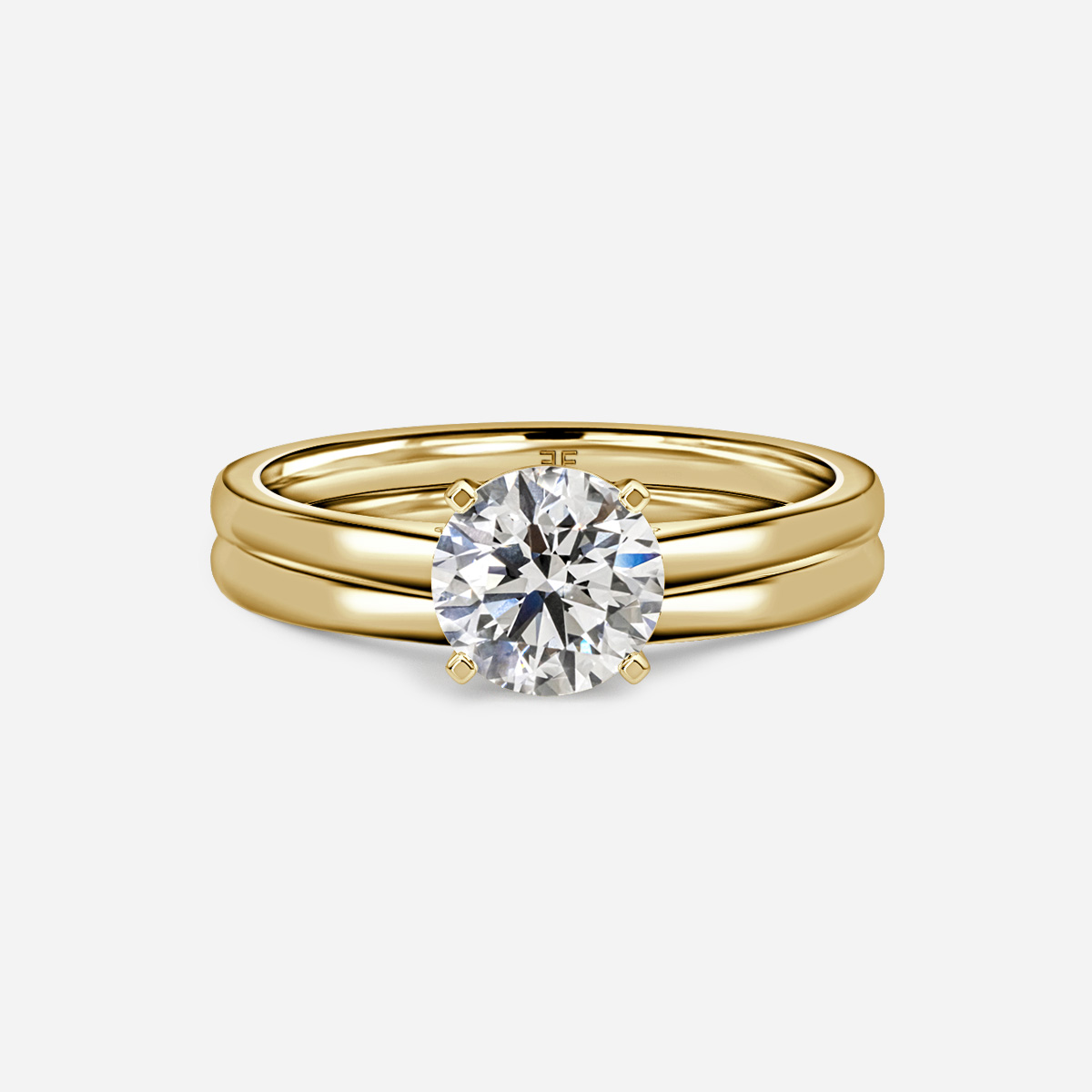 Solitaire with plain deals wedding band