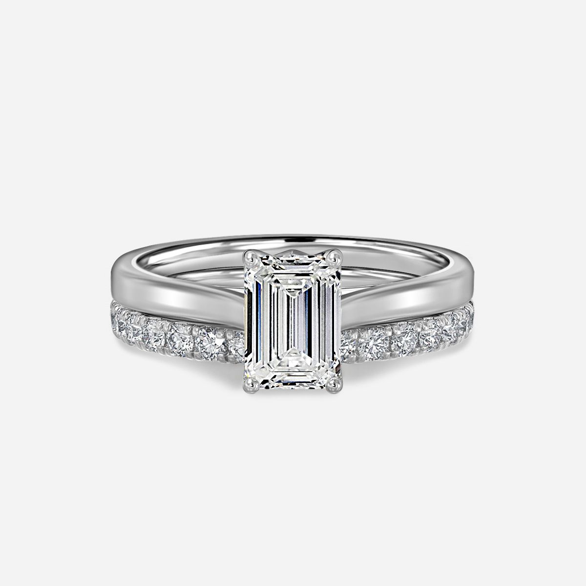 Aerin Solitaire Pavé Band Bridal Set