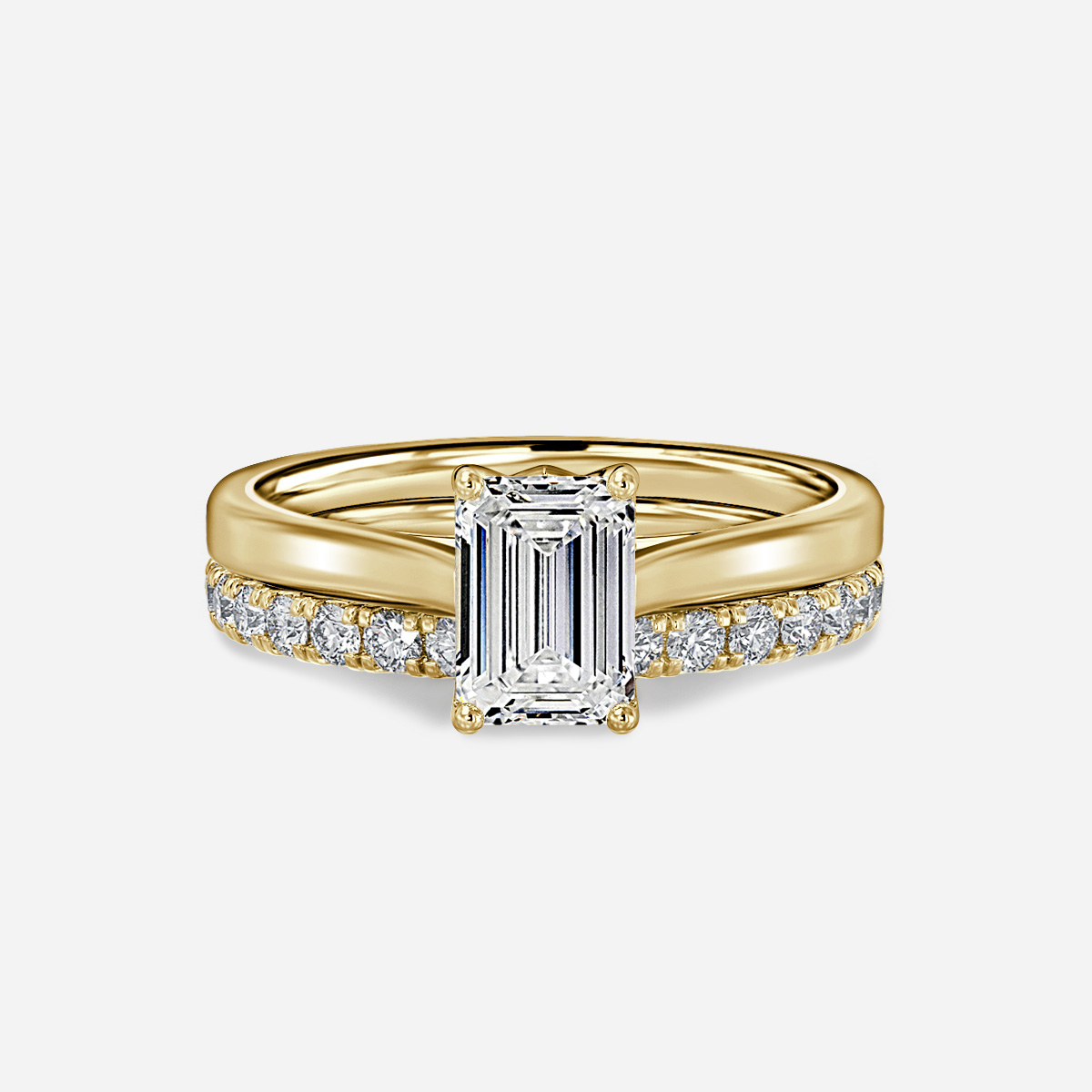 Aerin Solitaire Pavé Band Bridal Set
