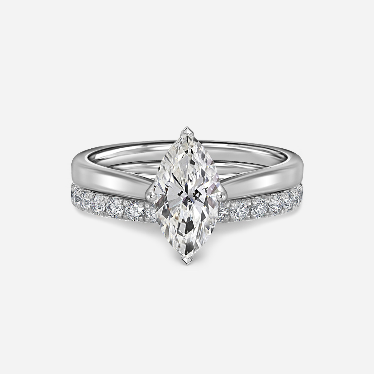 Aerin Solitaire Pavé Band Bridal Set
