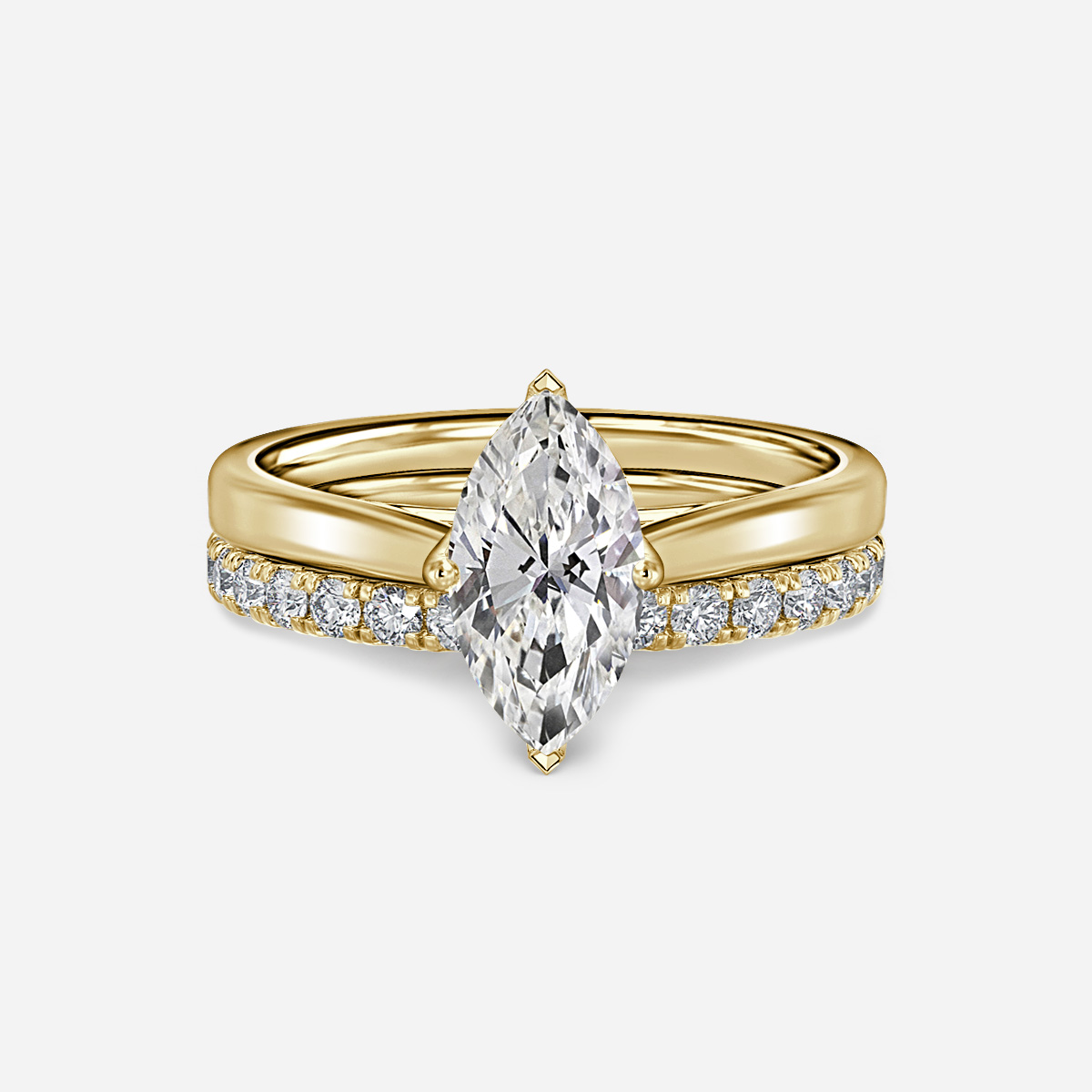 Aerin Solitaire Pavé Band Bridal Set