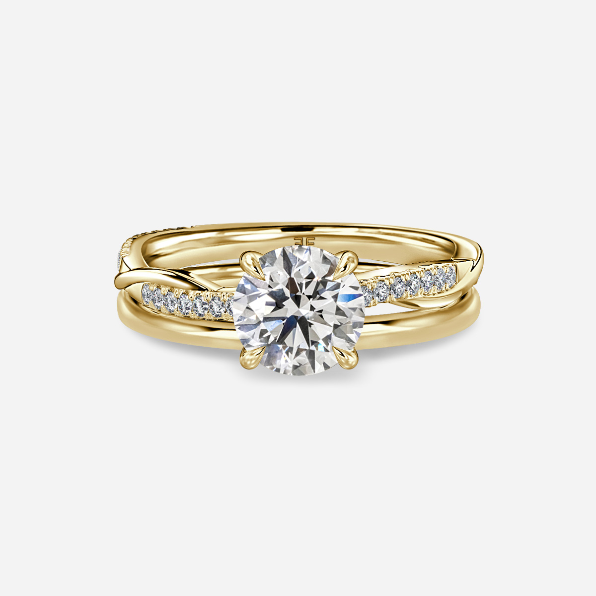 Sahana Yellow Gold Plain Band Bridal Set Engagement Ring