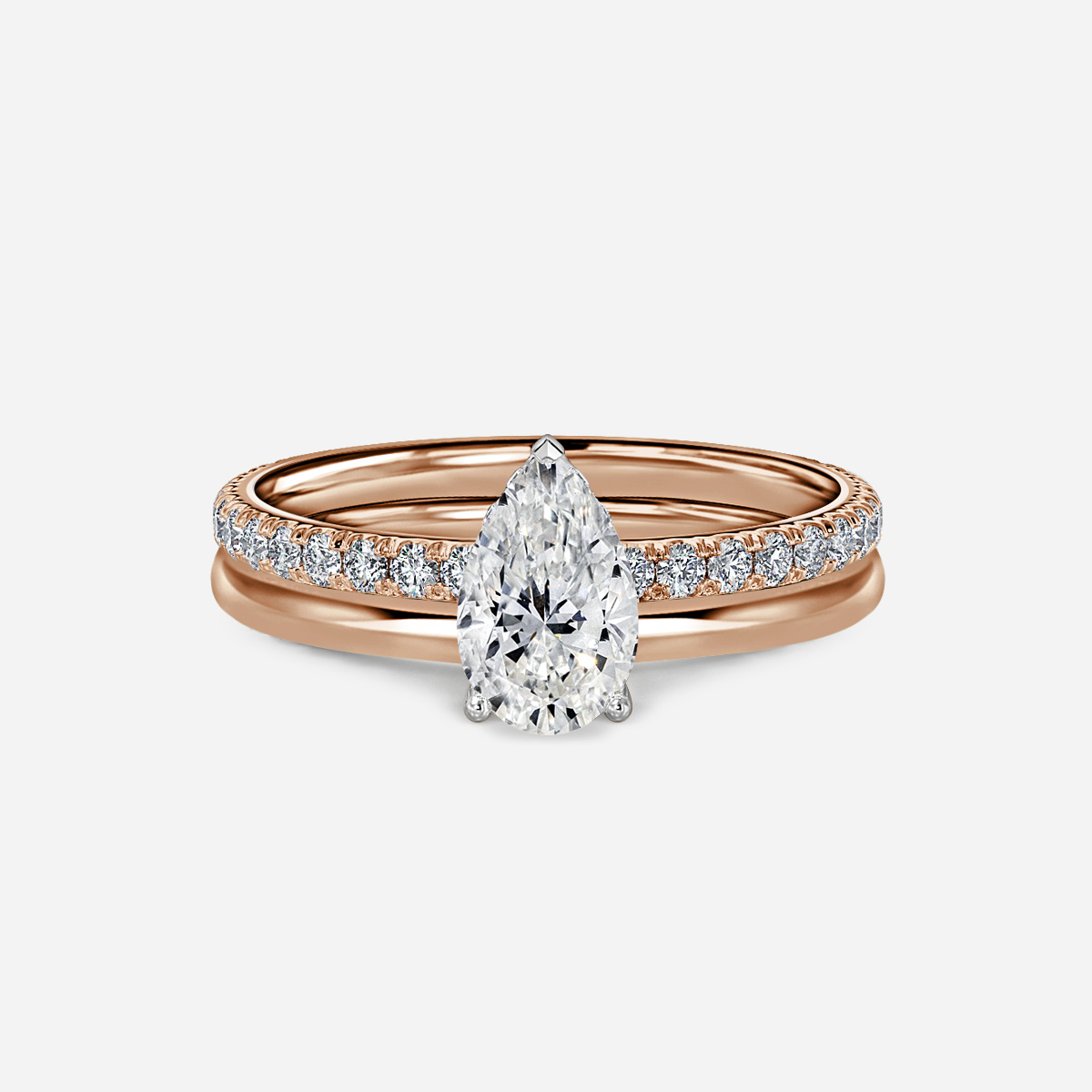 Sadie Two Tone Rose Gold Plain Band Bridal Set