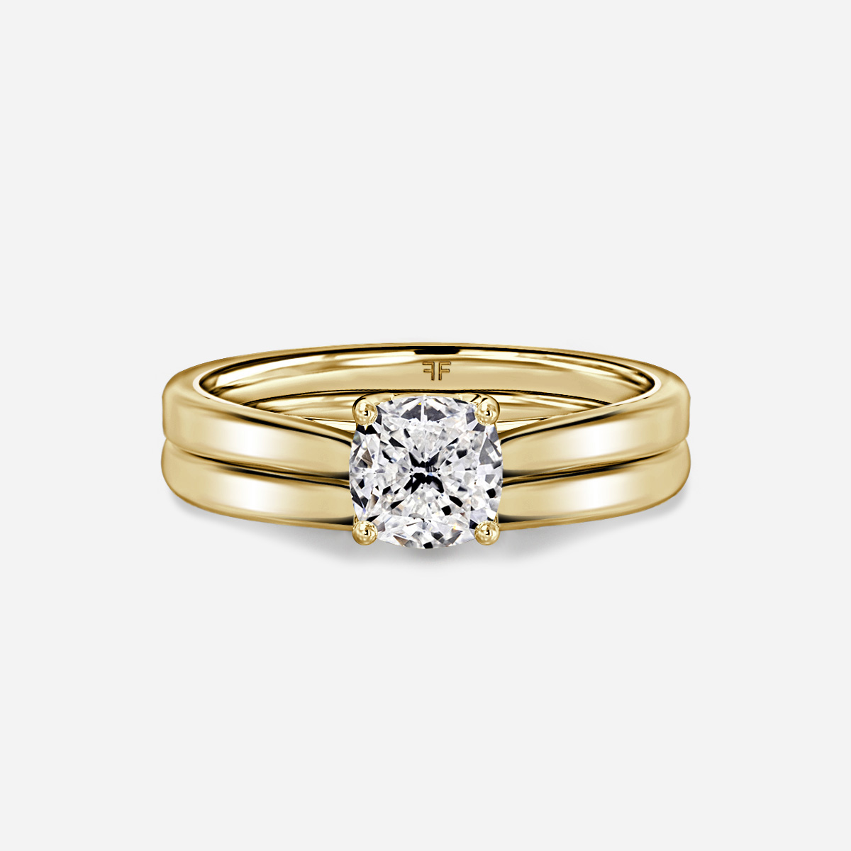Aerin Solitaire Plain Band Bridal Set