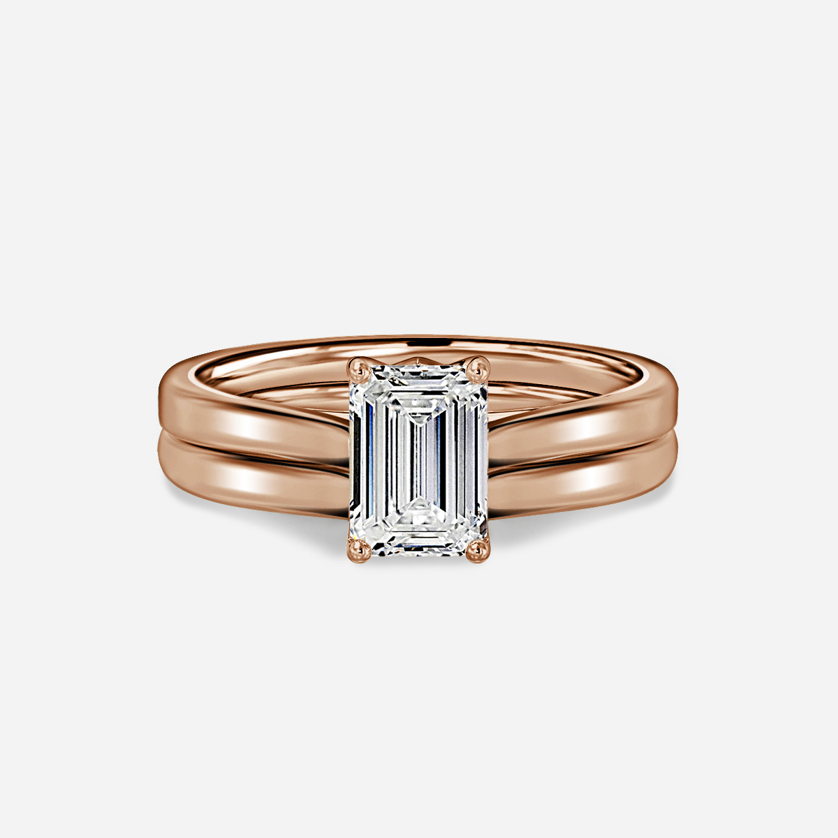 Aerin Solitaire Plain Band Bridal Set