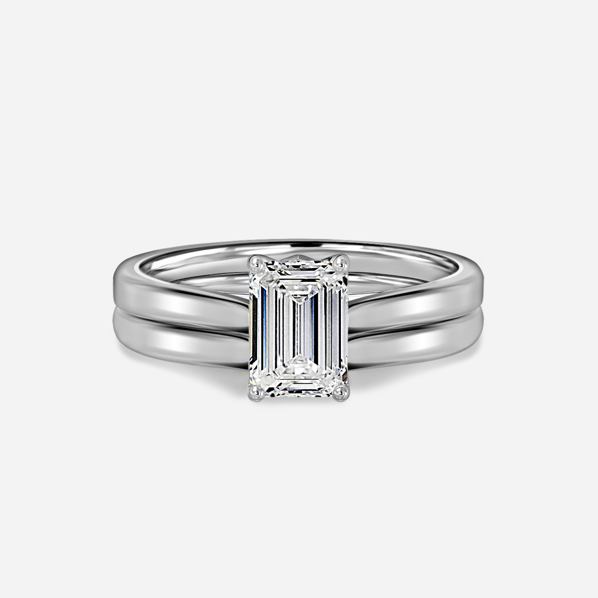 Aerin Solitaire Plain Band Bridal Set