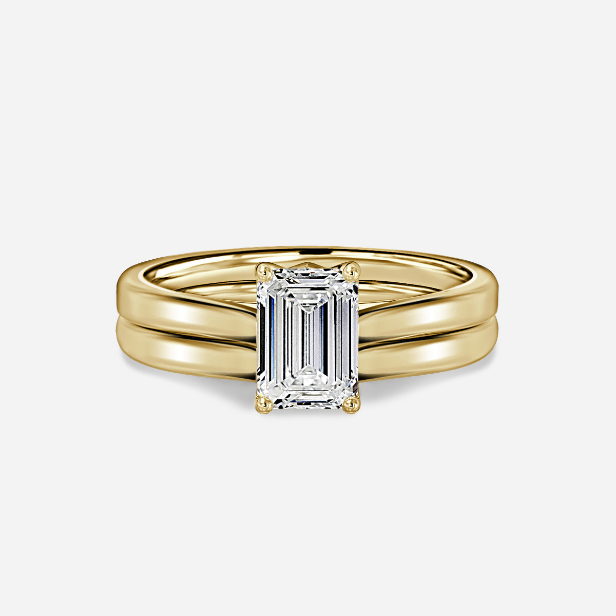 Aerin Solitaire Plain Band Bridal Set