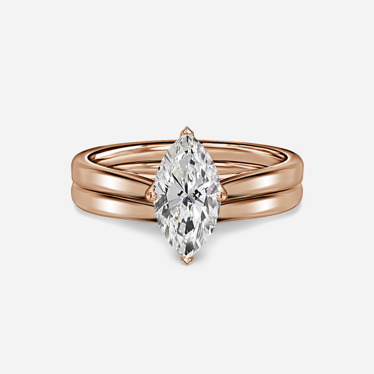 Aerin Solitaire Plain Band Bridal Set