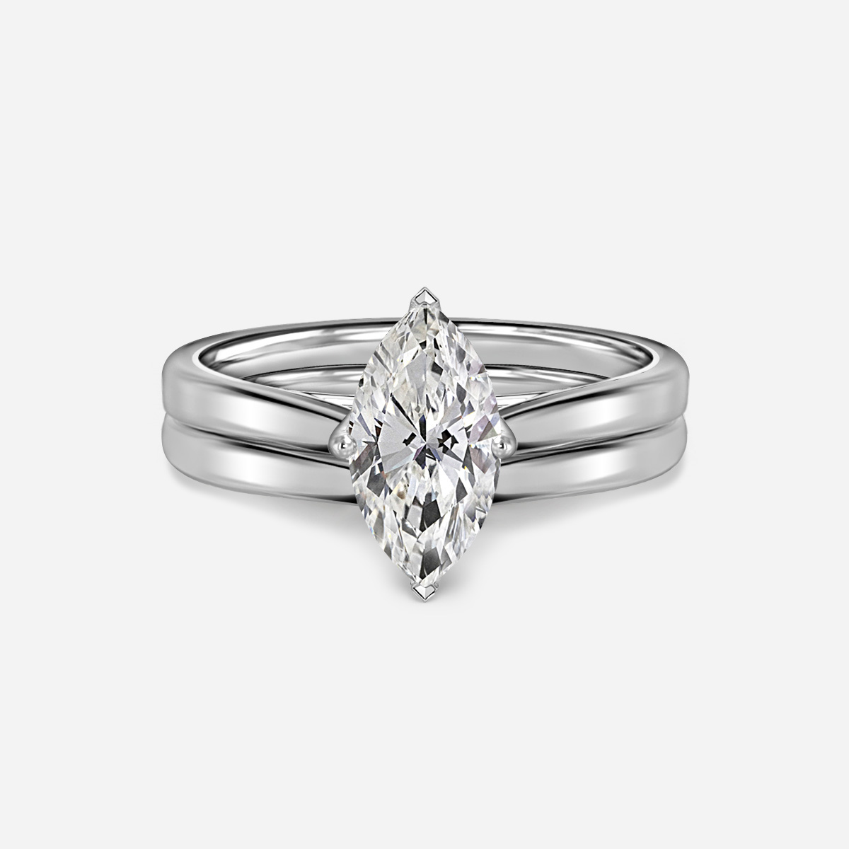 Aerin Solitaire Plain Band Bridal Set