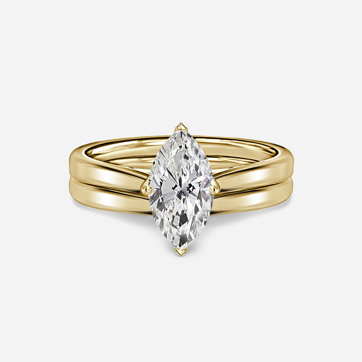 Aerin Solitaire Plain Band Bridal Set