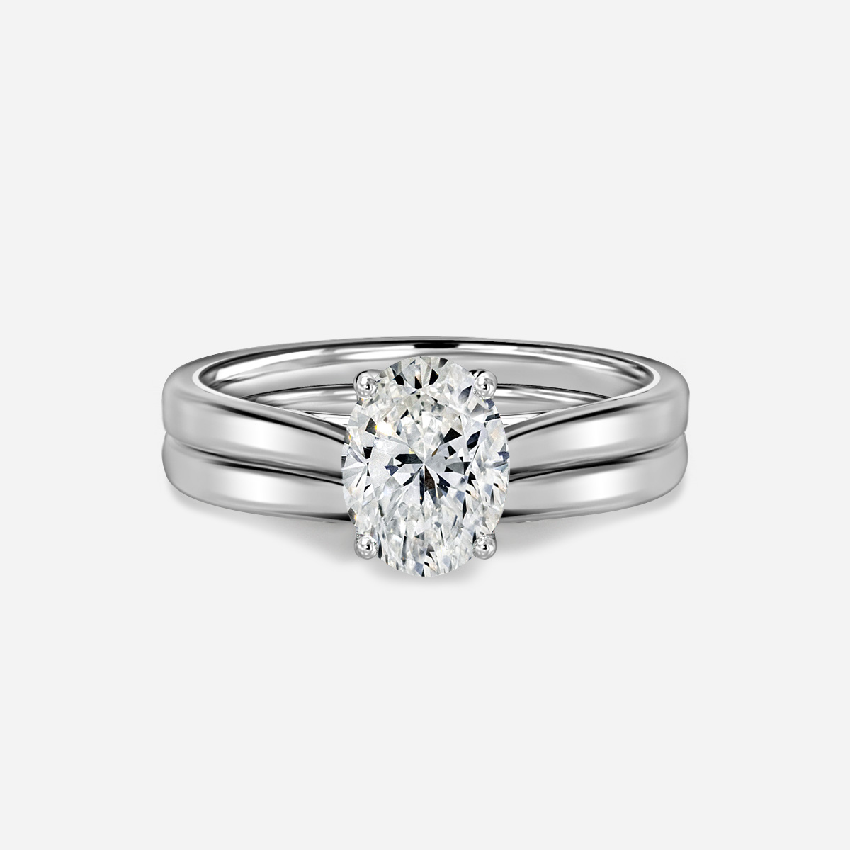 Aerin Solitaire Plain Band Bridal Set