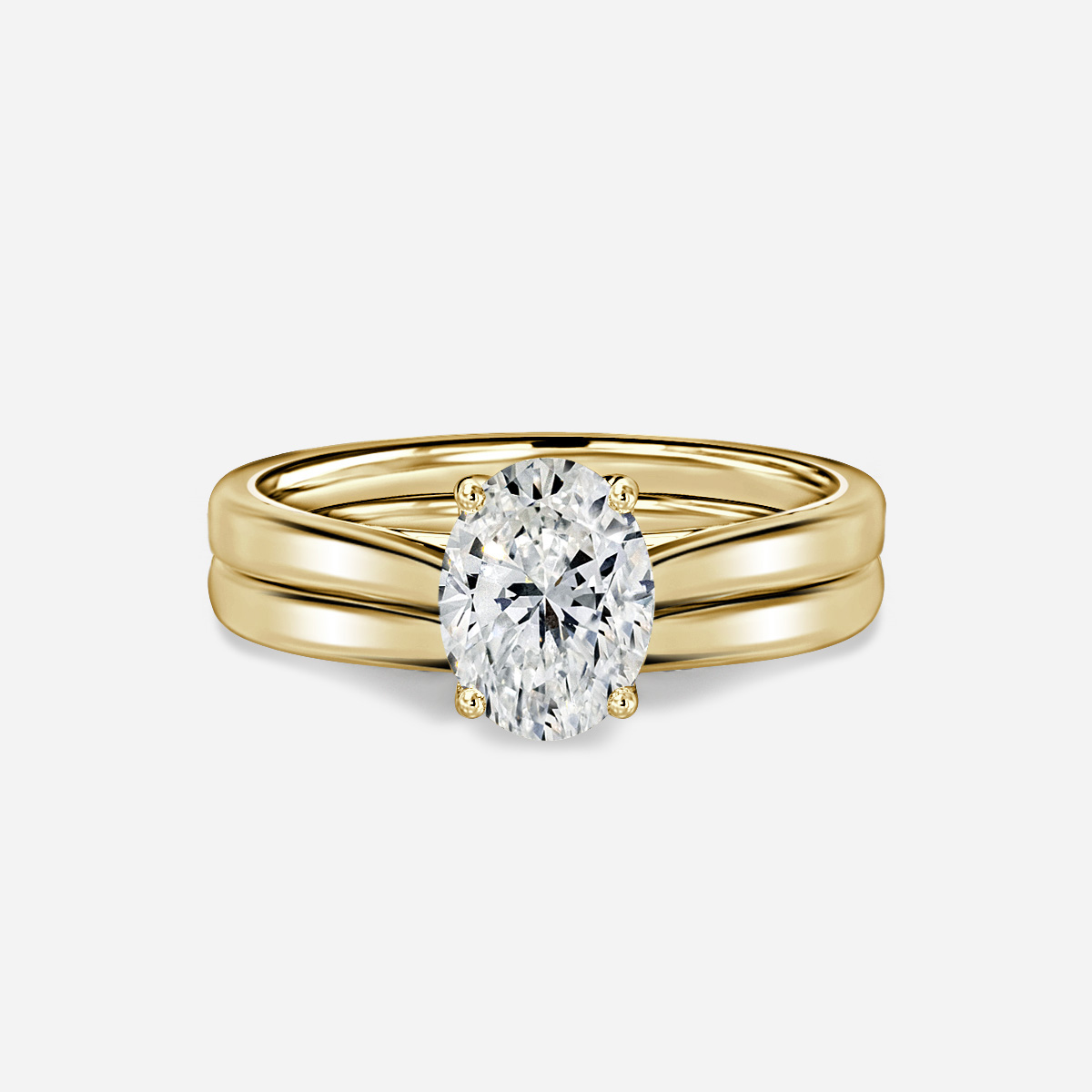 Aerin Solitaire Plain Band Bridal Set