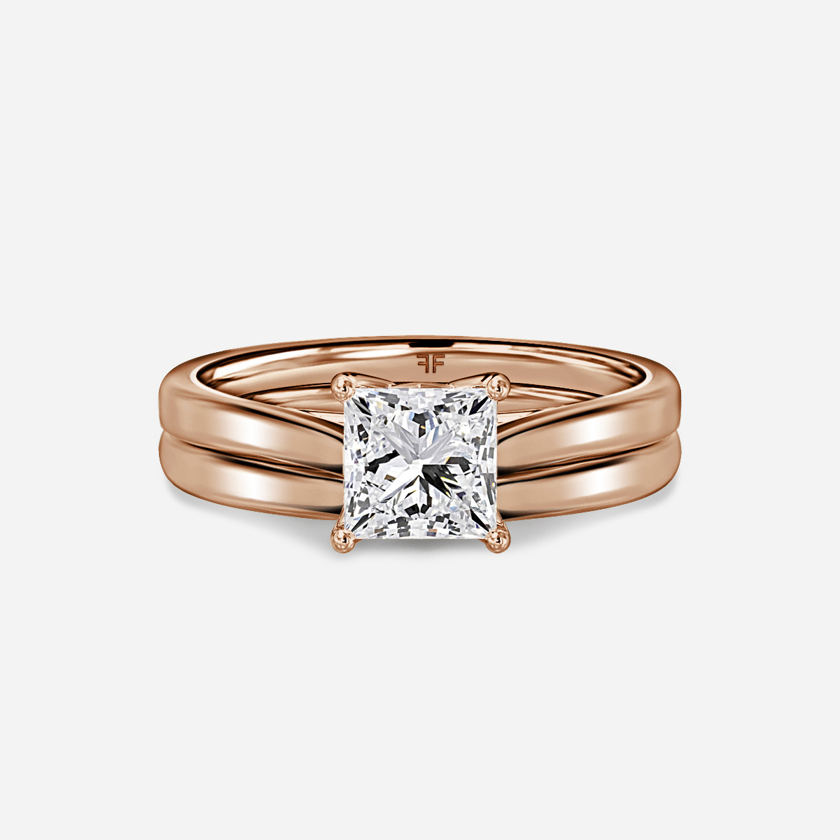 Aerin Solitaire Plain Band Bridal Set