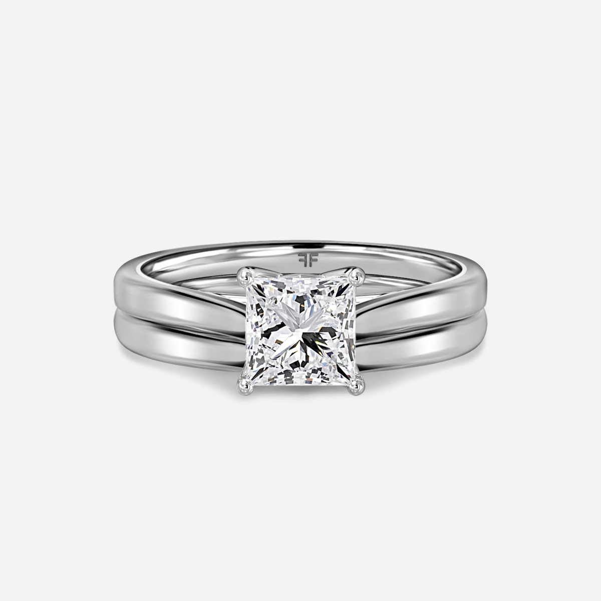 Aerin Solitaire Plain Band Bridal Set