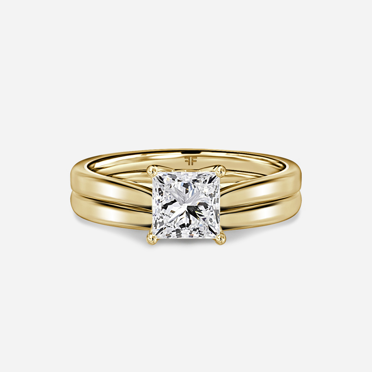 Aerin Solitaire Plain Band Bridal Set